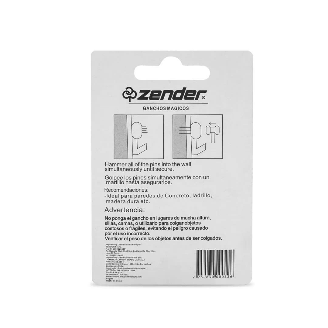 GANCHOS PLASTICOS MAGICO 5CM X 2 UNIDADES ZENDER2