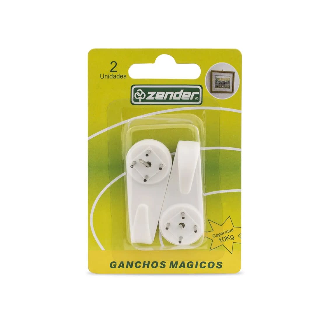GANCHOS DE PLASTICO ZENDER MAGICO 5 CM X 2 UNIDADES BLANCO ZENDER3