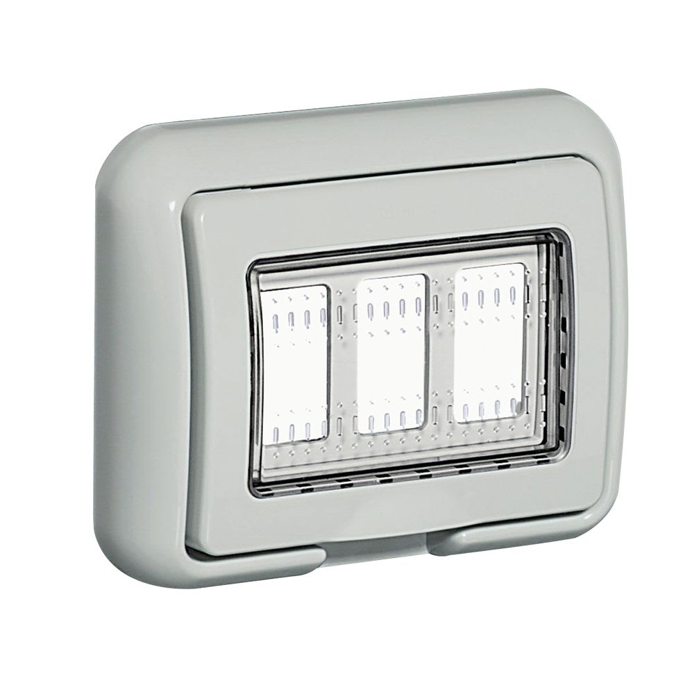 CUBIERTA IDROBOX 3 MODULOS IP55 MATIX GRIS RAL 7035 25603 BTICINO1