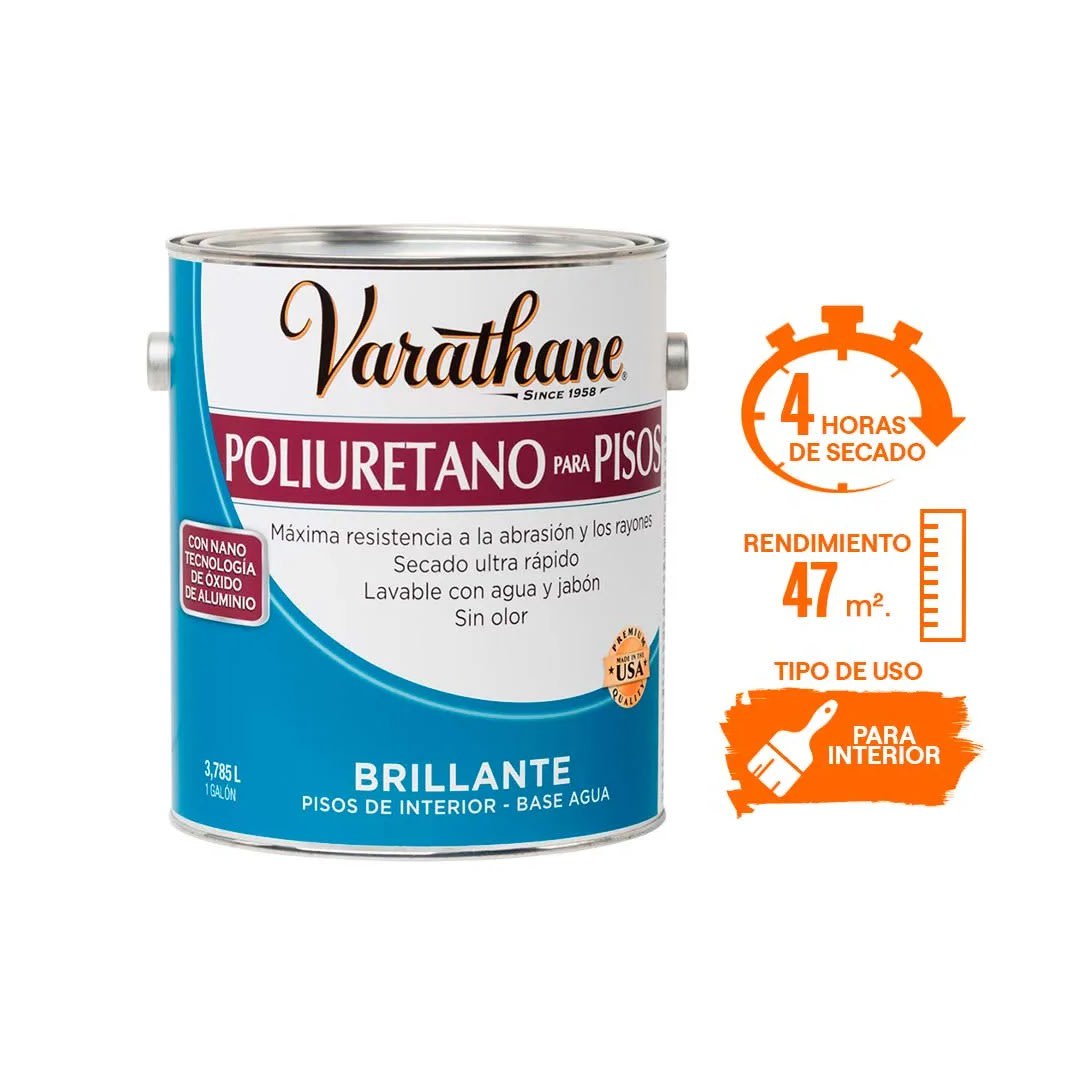 BARNIZ POLIURETANO BRILLANTE 1 GALÓN TRANSPARENTE VARATHANE1