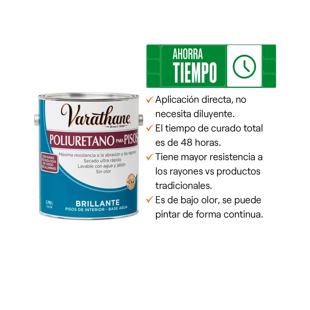 BARNIZ AL AGUA PARA PISOS BRILLANTE 1 GALON VARATHANE4