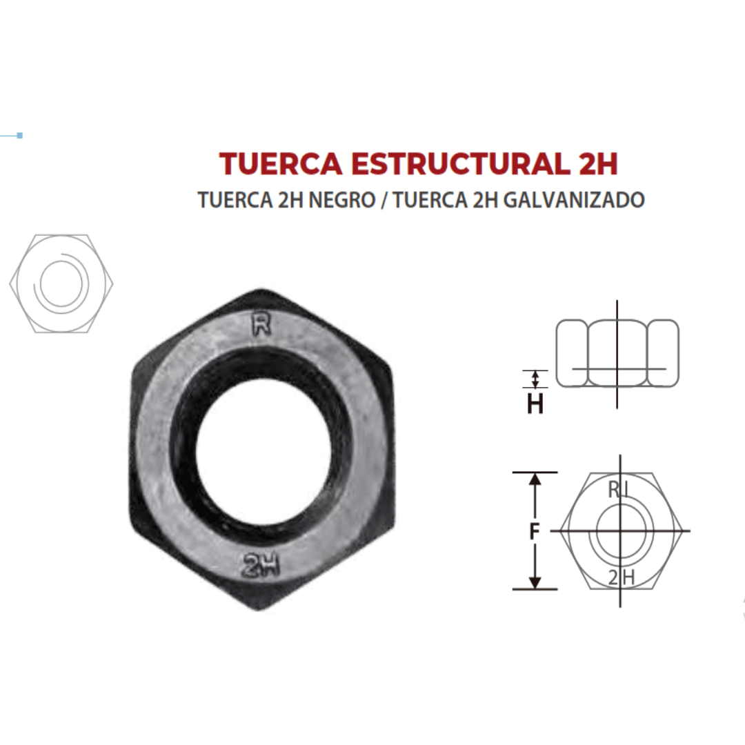 TUERCA ESTRUCTURAL 2H GALVANIZADO EN CALIENTE 1-1/2'' ARAGCU OUTLET2