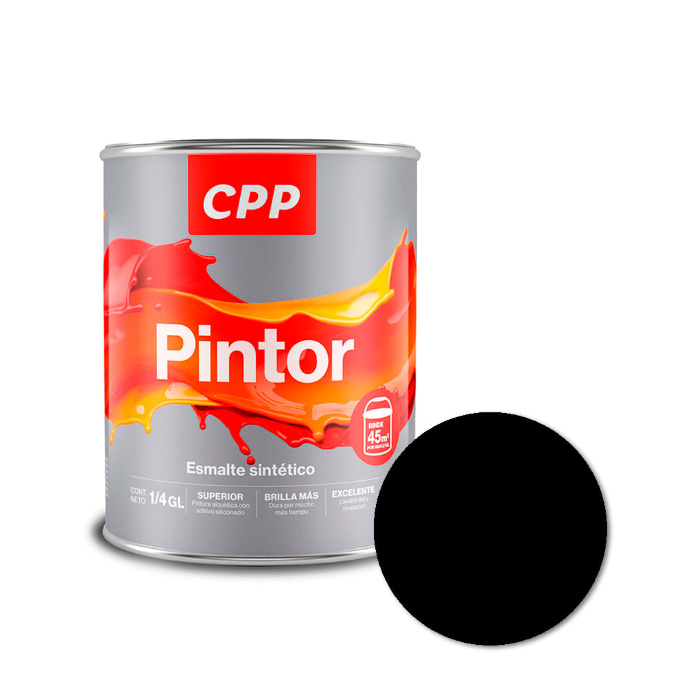 ESMALTE SINTETICO NEGRO 1/4 GALON CPP