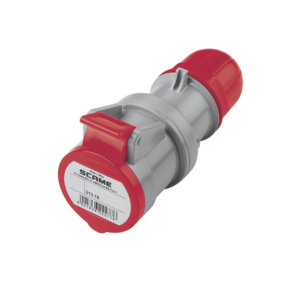 TOMACORRIENTE AEREO INDUSTRIAL 3X16A+T 415V IP44 6H OPTIMA 313.1646 SCAME1