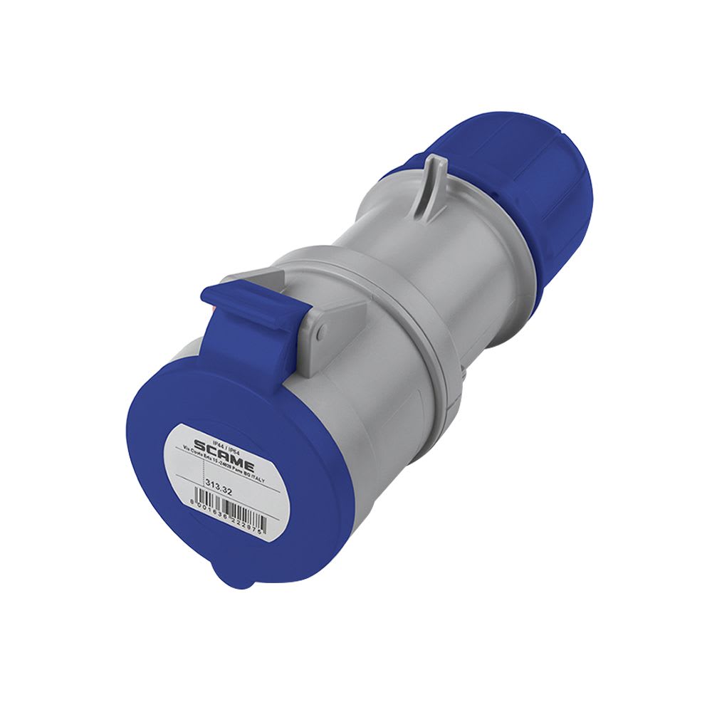 TOMACORRIENTE AEREO INDUSTRIAL 2X32A+T 250V IP44 6H OPTIMA 313.3243 SCAME