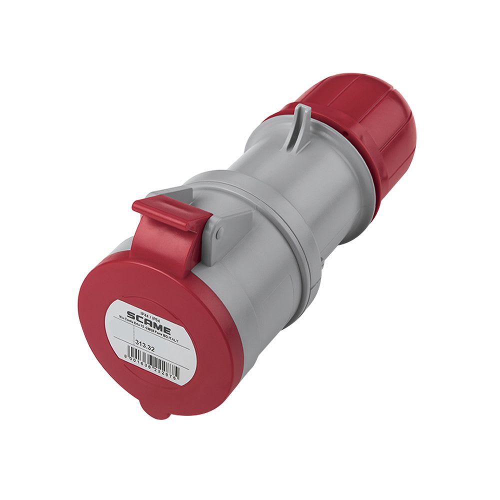 TOMACORRIENTE AEREO INDUSTRIAL 2X32A+T 415V IP44 9H OPTIMA 313.3248 SCAME