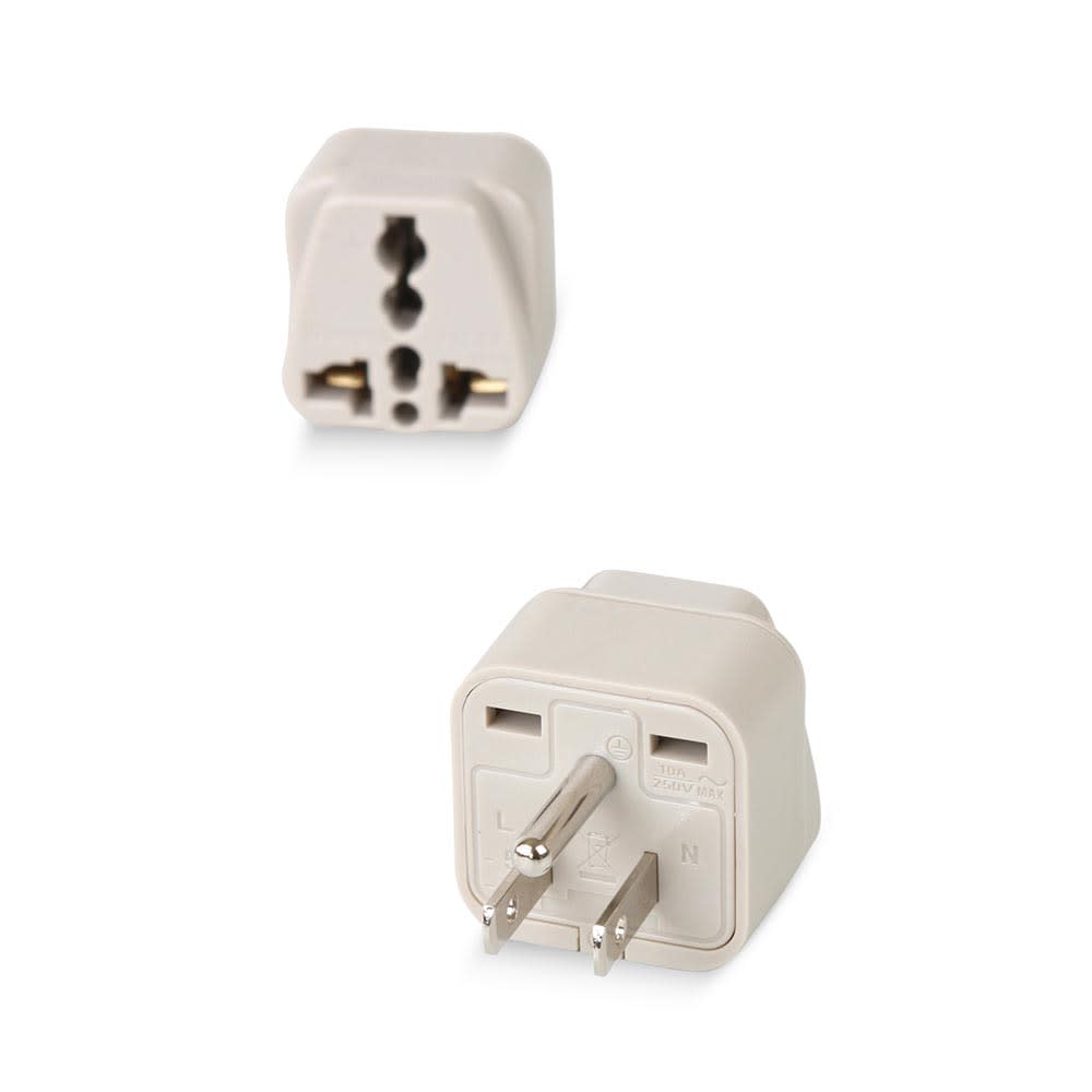 ADAPTADOR UNIVERSAL ESPIGA PLANA 10A 250V + TIERRA PVC BEIGE WONPRO