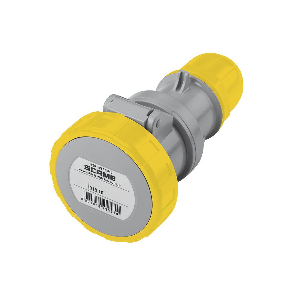 TOMACORRIENTE AEREO INDUSTRIAL 2X16A+T 130V IP67 4H OPTIMA 318.164 SCAME1