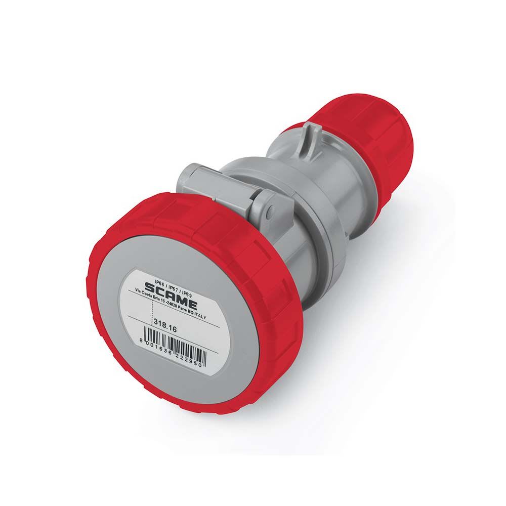 TOMACORRIENTE AEREO INDUSTRIAL 2X16A+T 415V IP67 9H OPTIMA 318.1648 SCAME1