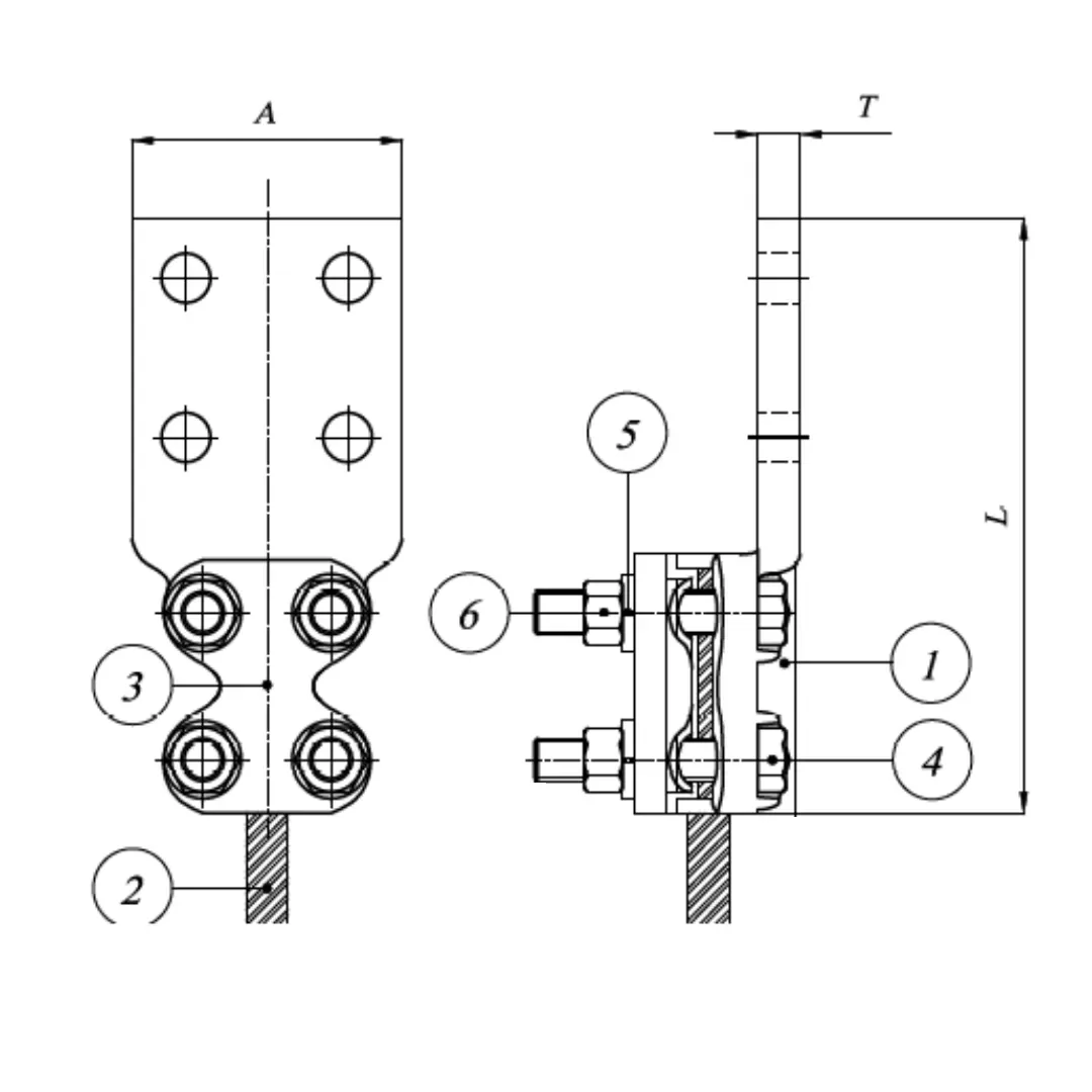 TERMINALES CABLE-PLATINA RECTA-4 NEMA C:185-300MM P:100X100MM MODELO 343.15-100 ARAGCU EI1