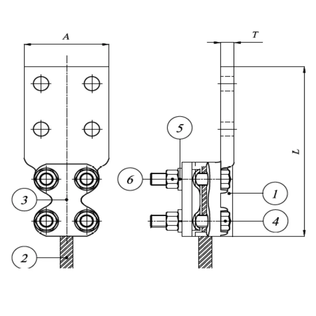TERMINALES CABLE-PLATINA RECTA-4 NEMA C:300-450MM P:80X80MM MODELO 343.18 ARAGCU EI