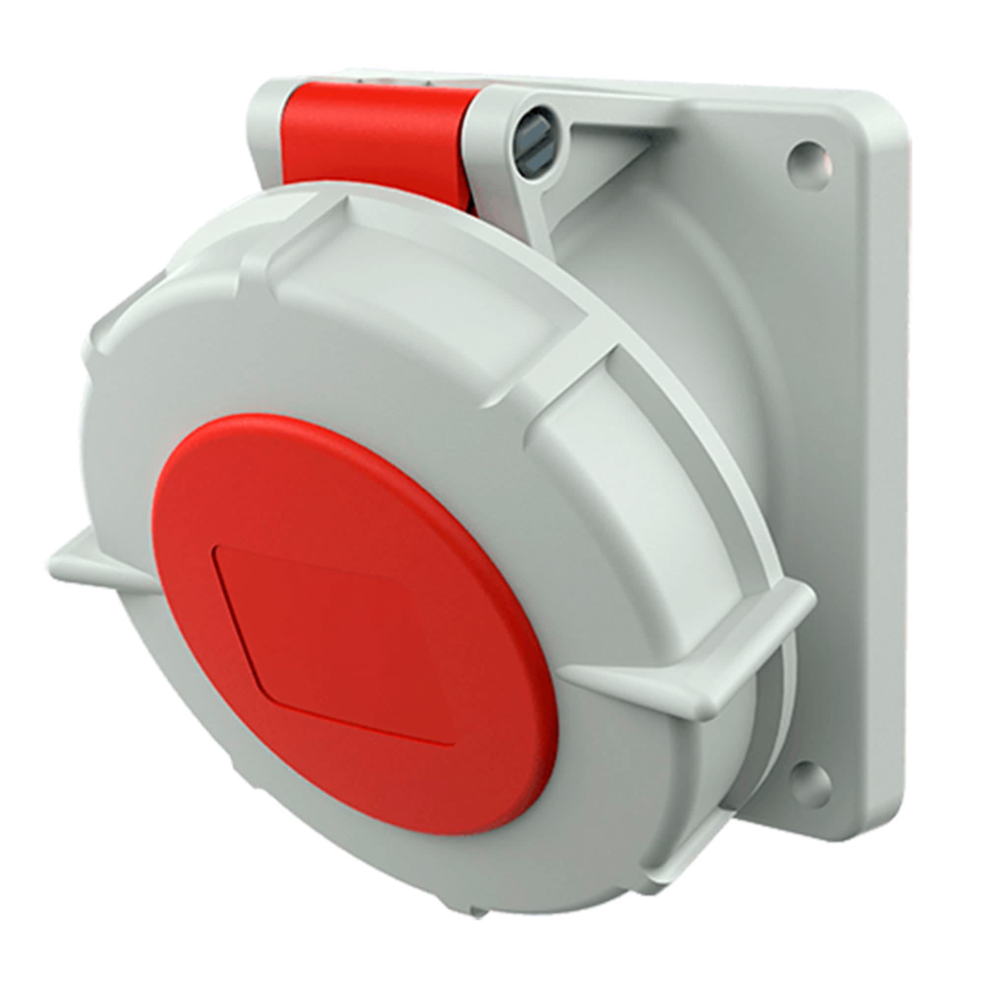 TOMA EMPOTRABLE 32AMP 3P+N+T 415V ROJO 6H IP67  (CUELLO INCLINADO 20°) MENNEKES