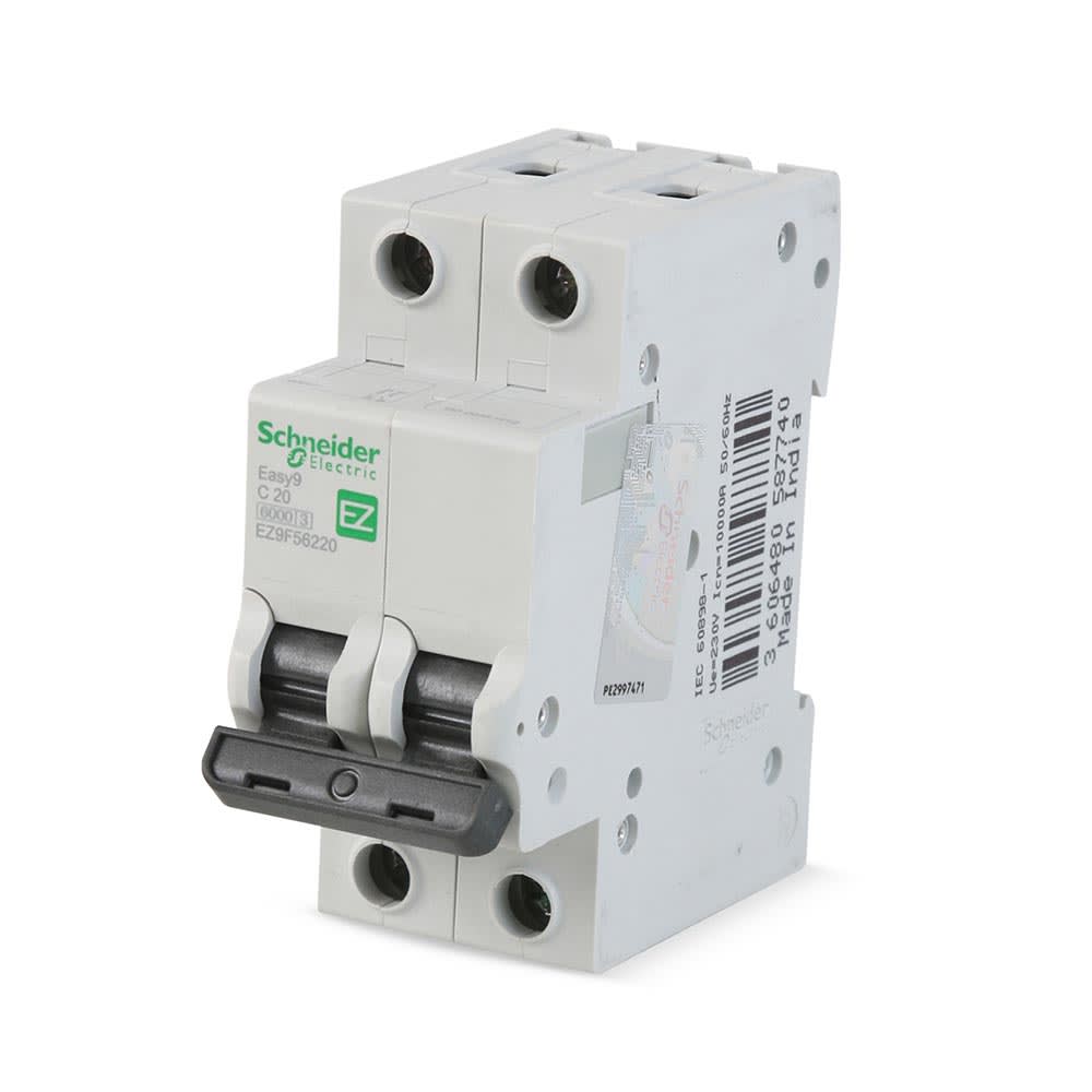 INTERRUPTOR TERMOMAGNETICO EASY 9 2X20A BLANCO PVC SCHNEIDER ELECTRIC