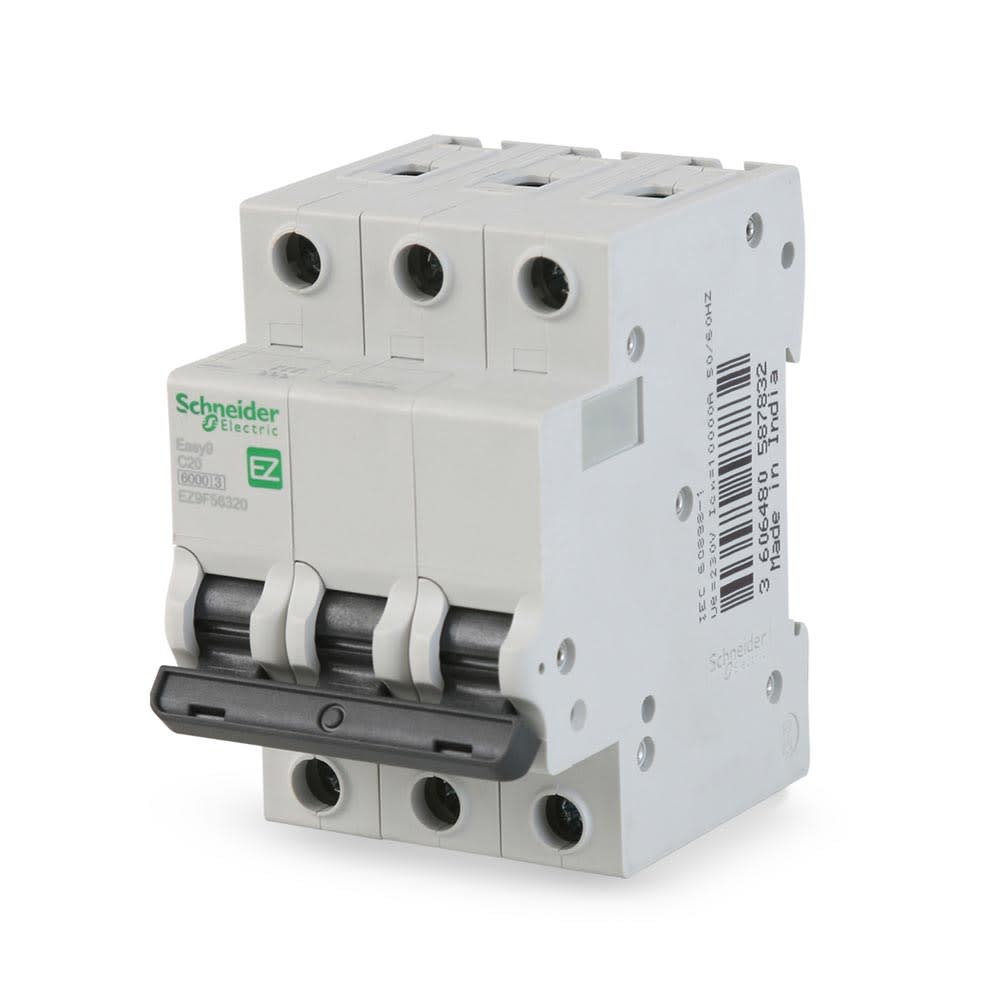 INTERRUPTOR TERMOMAGNETICO EASY9 3X20A BLANCO PVC SCHNEIDER ELECTRIC