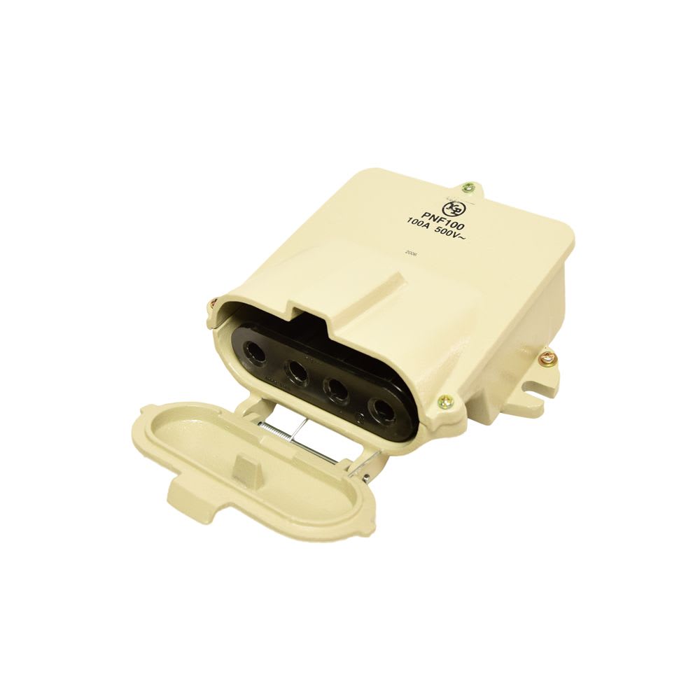 TOMACORRIENTE INDUSTRIAL BLINDADO P/SOBREPONER C/TAPA 3X100A+T 500V PNF100 KAP