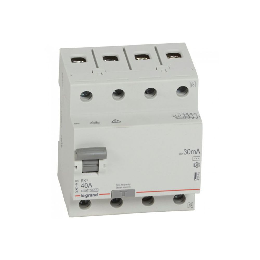 INTERRUPTOR DIFERENCIAL 4X40A 30MA 230V RX3 TIPO AC 402063 LEGRAND