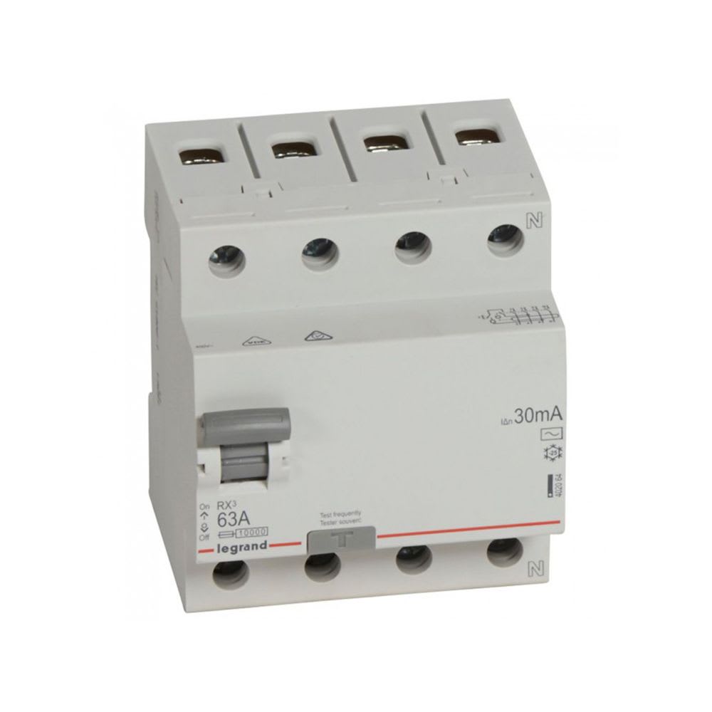 INTERRUPTOR DIFERENCIAL 4X63A 30MA 230V RX3 TIPO AC 402064 LEGRAND