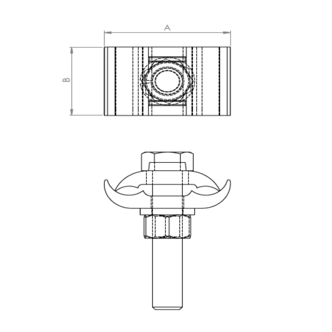 CONECTORES BIFILAR DE BRONCE 2 TAPAS 1 PERNO PARA PUESTA A TIERRA-ESTRUCTURAS METALICAS D:33MM P:Ø1/2''X2.5'' MODELO 405.22 ARAGCU EI2