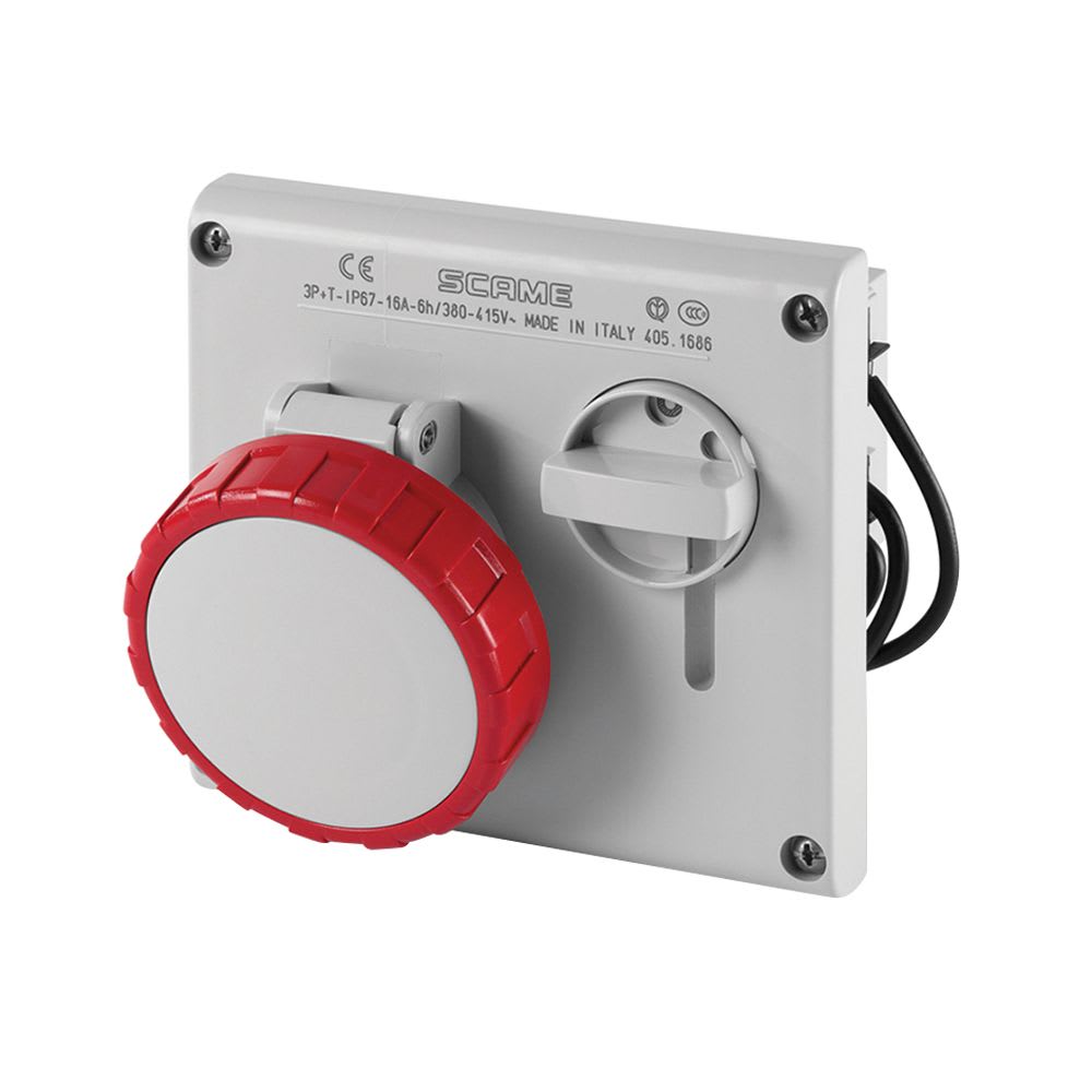 TOMACORRIENTE P/EMPOTRAR C/ENCLAVAMIENTO 3X16A+T 415V IP67 6H OMNIA 405.1686 SCAME