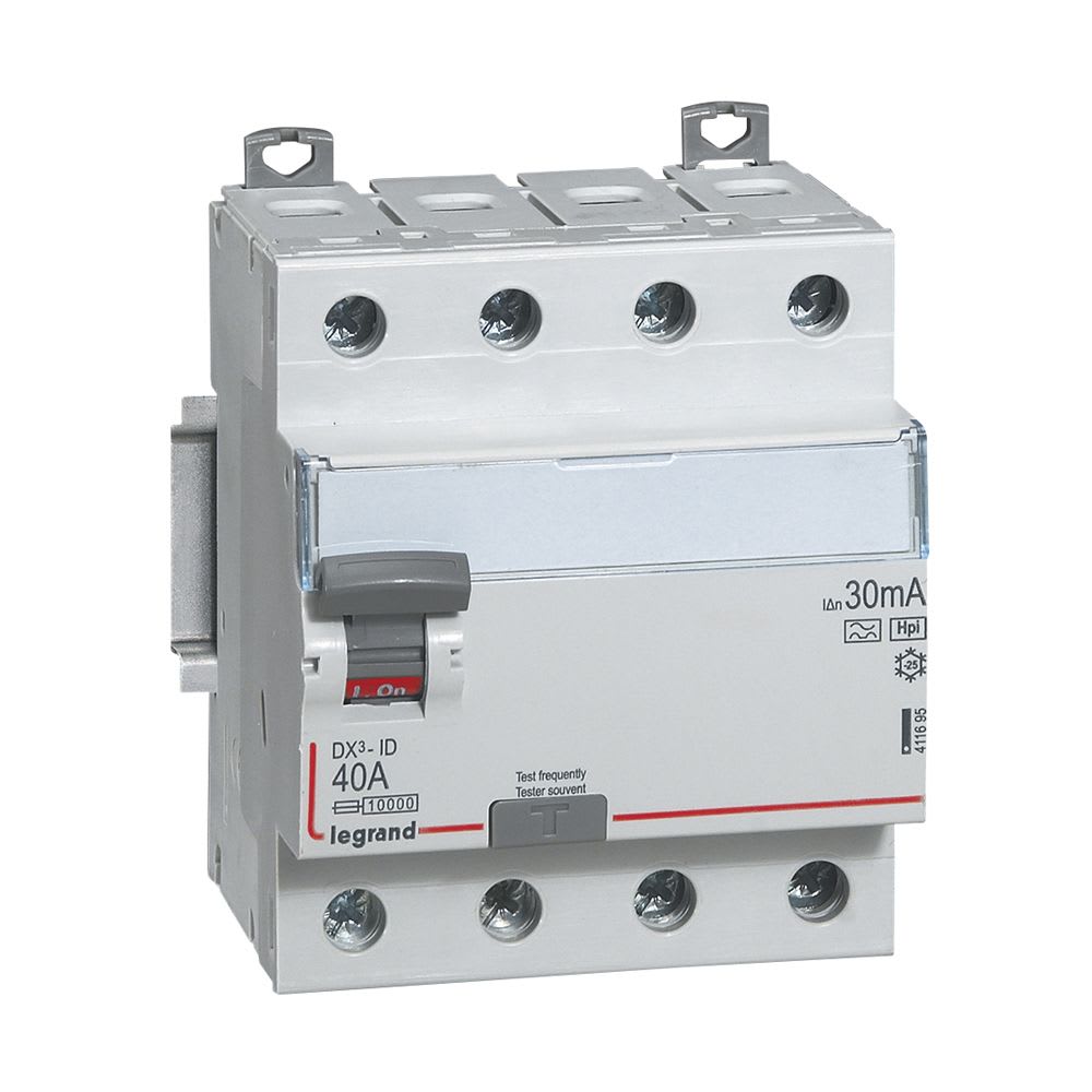 INTERRUPTOR DIFERENCIAL 4X40A 30MA 230V 2 MODULOS DIN DX3-ID 411695 LEGRAND1