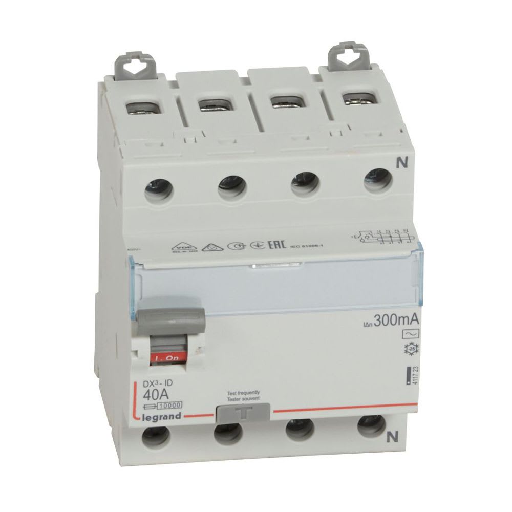 INTERRUPTOR DIFERENCIAL 4X40A 300MA 230V 4 MODULOS DIN 411723 LEGRAND1