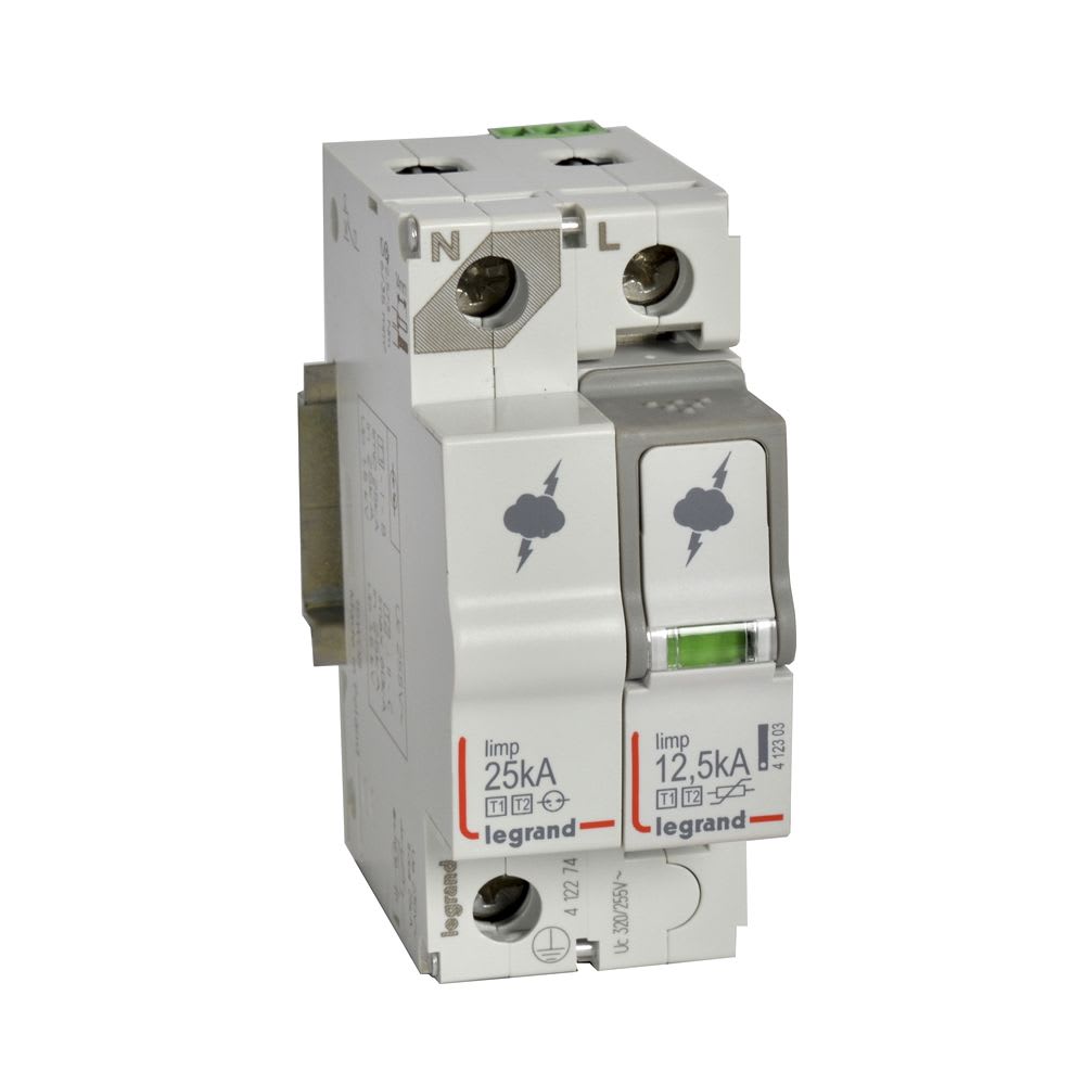 LIMITADOR DE SOBRETENSION T1+2 1P+N 25KA 320V 412274 LEGRAND