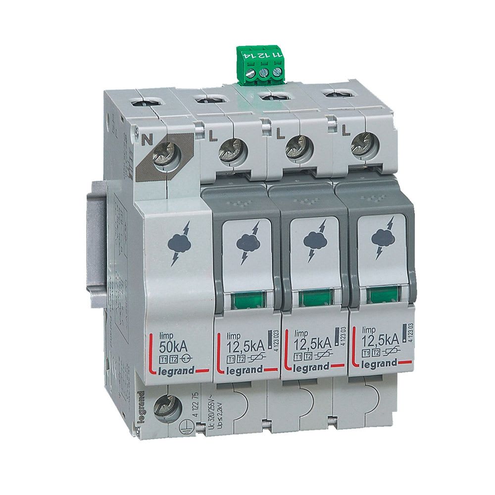 CARTUCHO P/LIMITADOR DE SOBRETENSIONES 3P+N. 50KA 320V 412275 LEGRAND