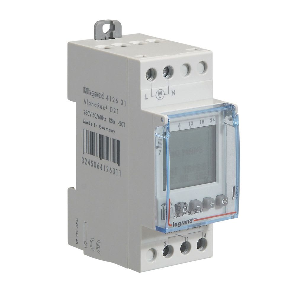 INTERRUPTOR HORARIO DIGITAL MULTISEMANAL 16A 220V 2 MODULOS 412631 LEGRAND