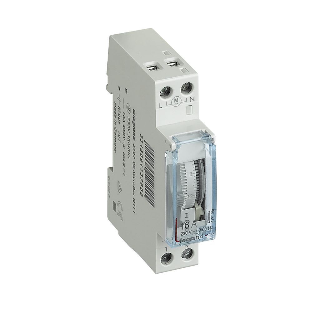 INTERRUPTOR HORARIO ANALOGICO DIARIO 16A 230VAC 1 MODULO 412790 LEGRAND