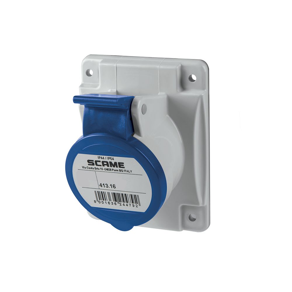 TOMACORRIENTE P/EMPOTRAR INCLINADO 2X16A+T 250V IP44 6H OPTIMA 413.1663 SCAME1