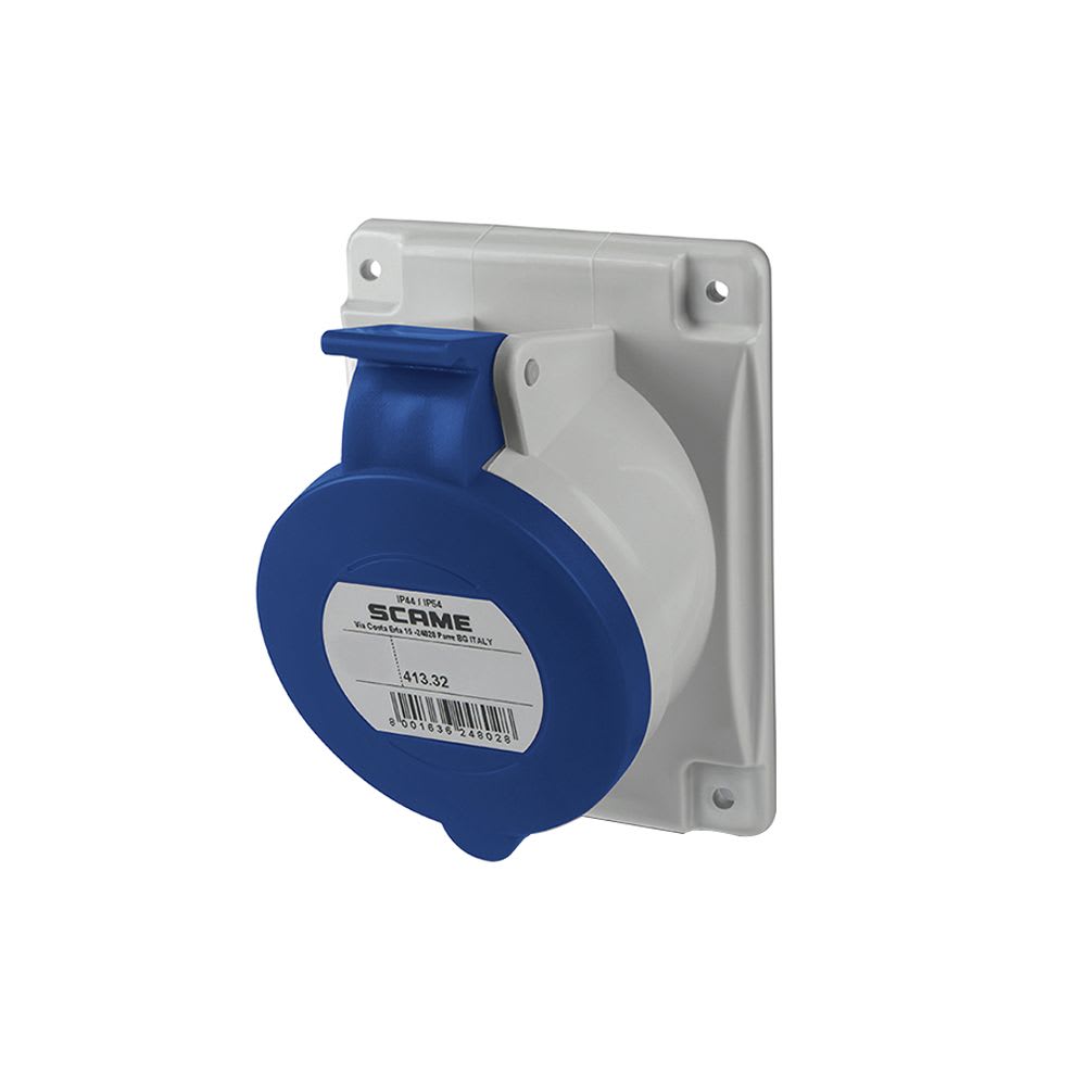 TOMACORRIENTE P/EMPOTRAR INCLINADO 2X32A+T 250V IP44 6H OPTIMA 413.3263 SCAME1