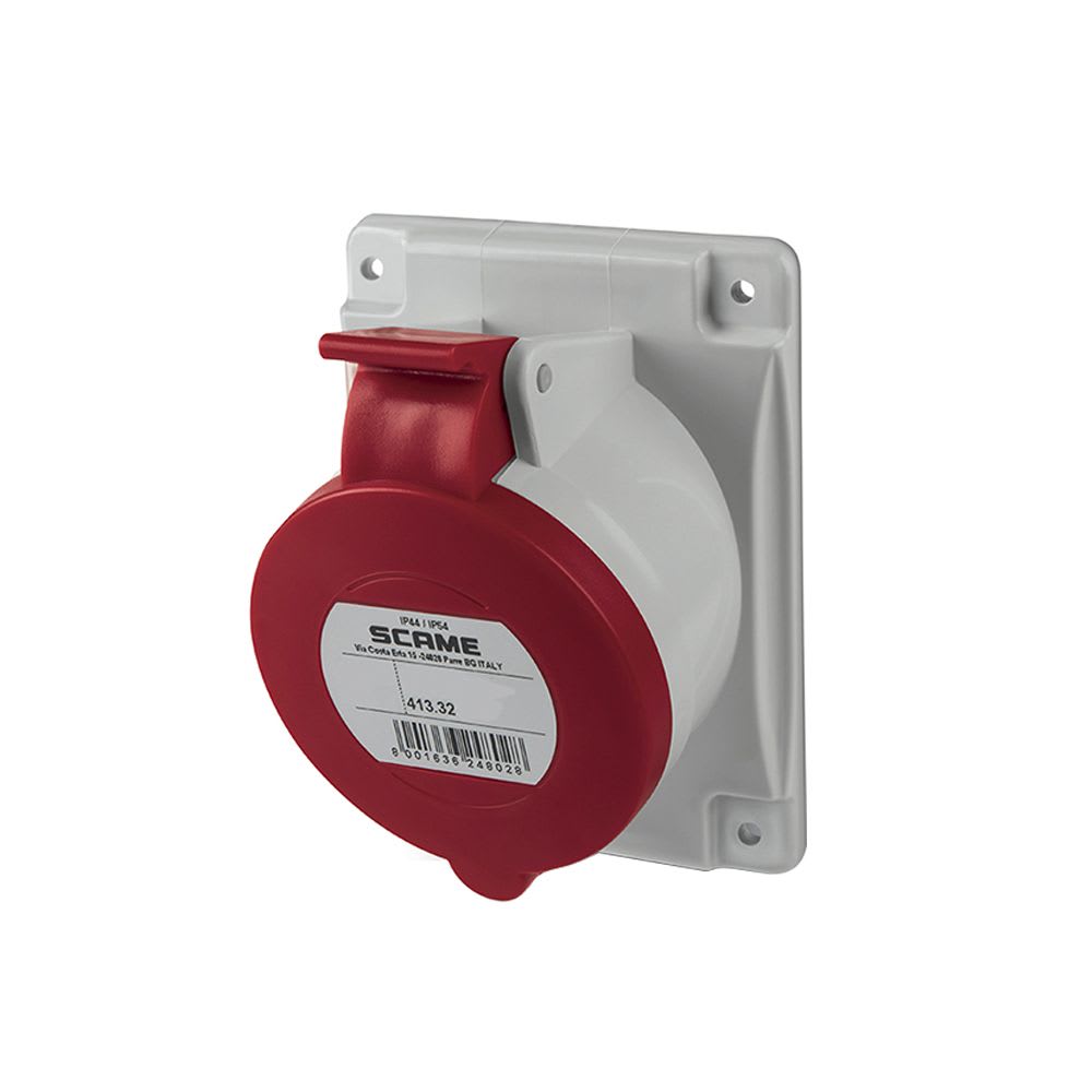 TOMACORRIENTE P/EMPOTRAR INCLINADO 3X32A+T 415V IP44 6H OPTIMA 413.3266 SCAME1