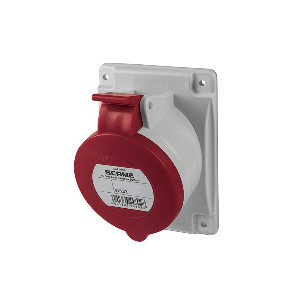 TOMACORRIENTE P/EMPOTRAR INCLINADO 2X32A+T 250V IP67 6H OPTIMA 418.3263 SCAME1