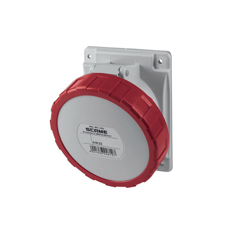 TOMACORRIENTE P/EMPOTRAR INCLINADO 3X32A+T 415V IP67 6H OPTIMA 418.3266 SCAME1