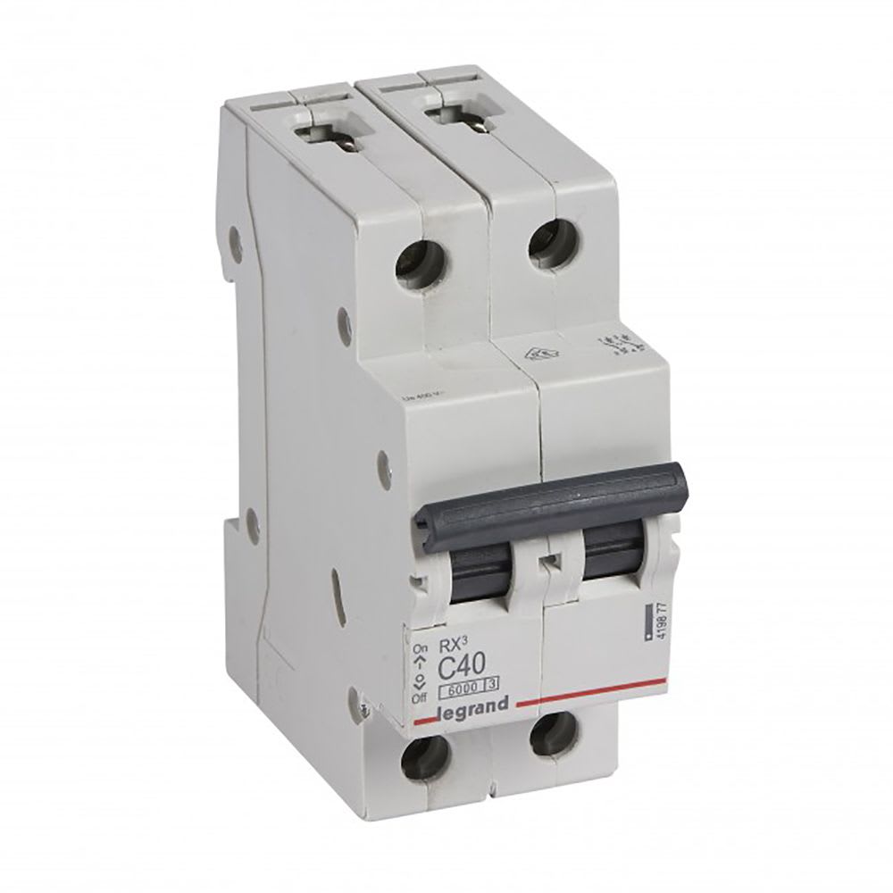 INTERRUPTOR TERMOMAGNETICO 2X40A 10/6KA 230/440V TIPO C DIN RX3 419877 LEGRAND