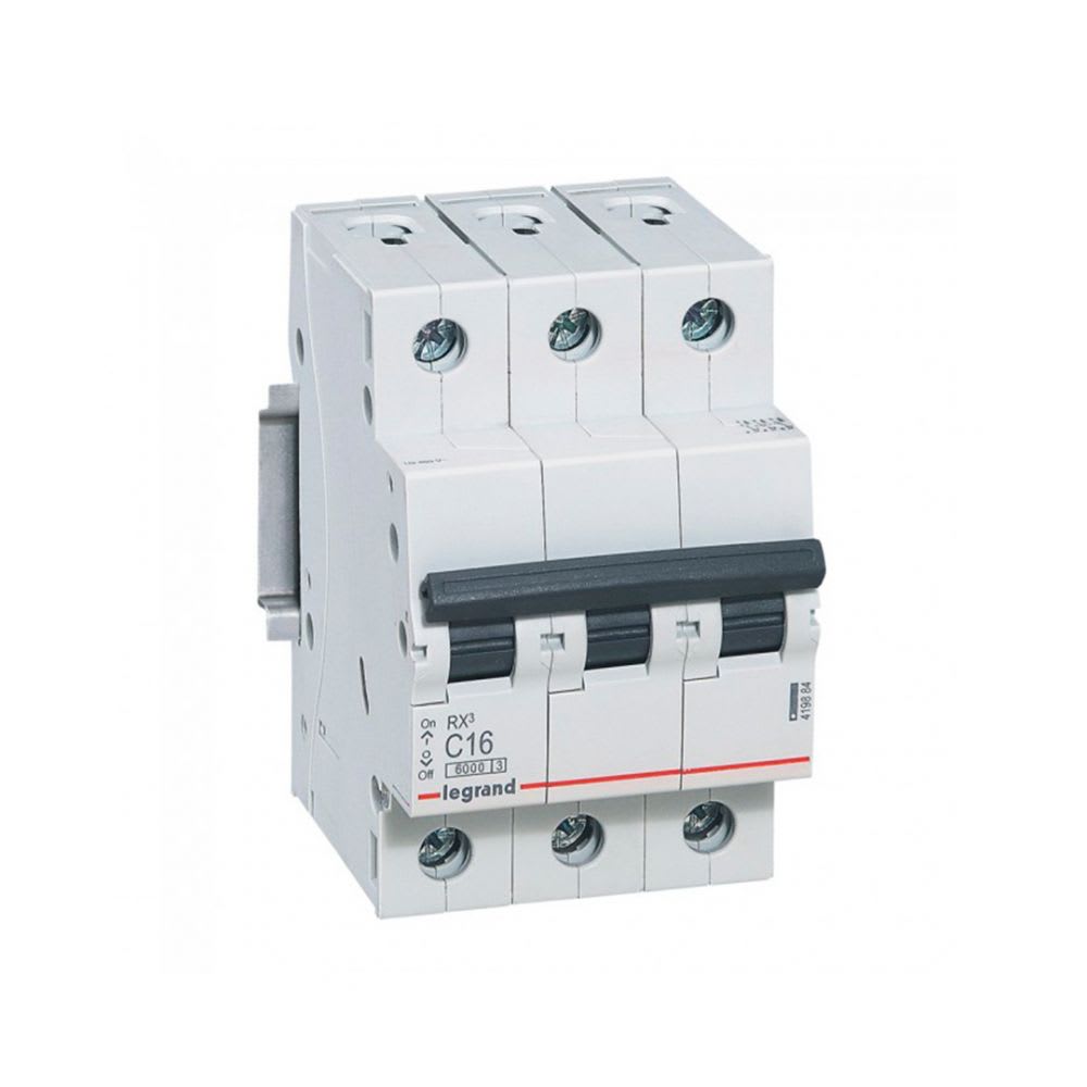 INTERRUPTOR TERMOMAGNETICO 3X16A 10/6KA 230/440V C DIN RX3 419884 LEGRAND