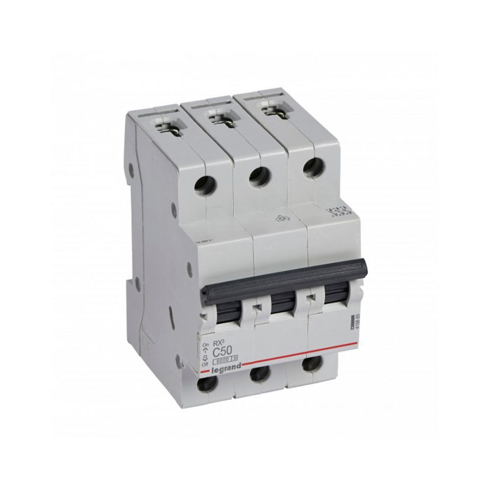 INTERRUPTOR TERMOMAGNETICO 3X50A 10/6KA 230/440V TIPO C DIN RX3 419889 LEGRAND1