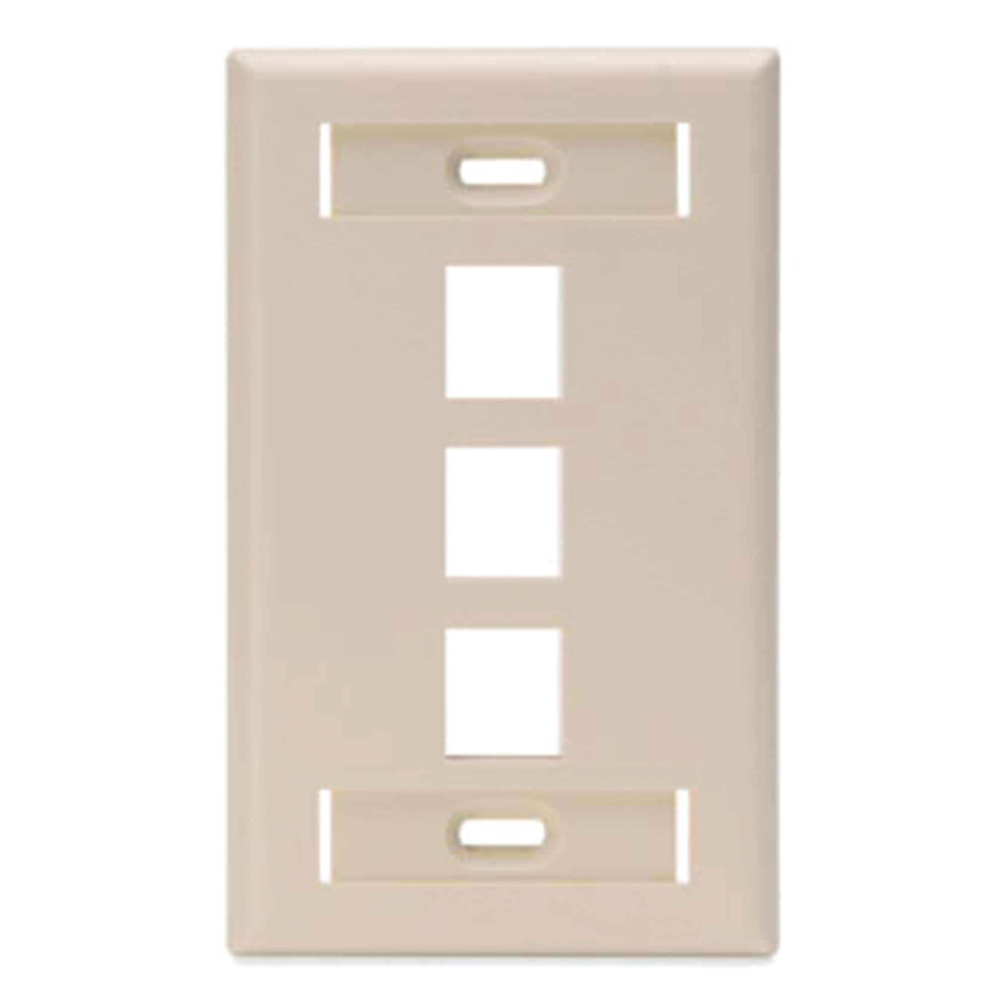 FACE PLATE (PLACA) C/IDENTIF 3 PUERTOS MARFIL LEVITONDATA