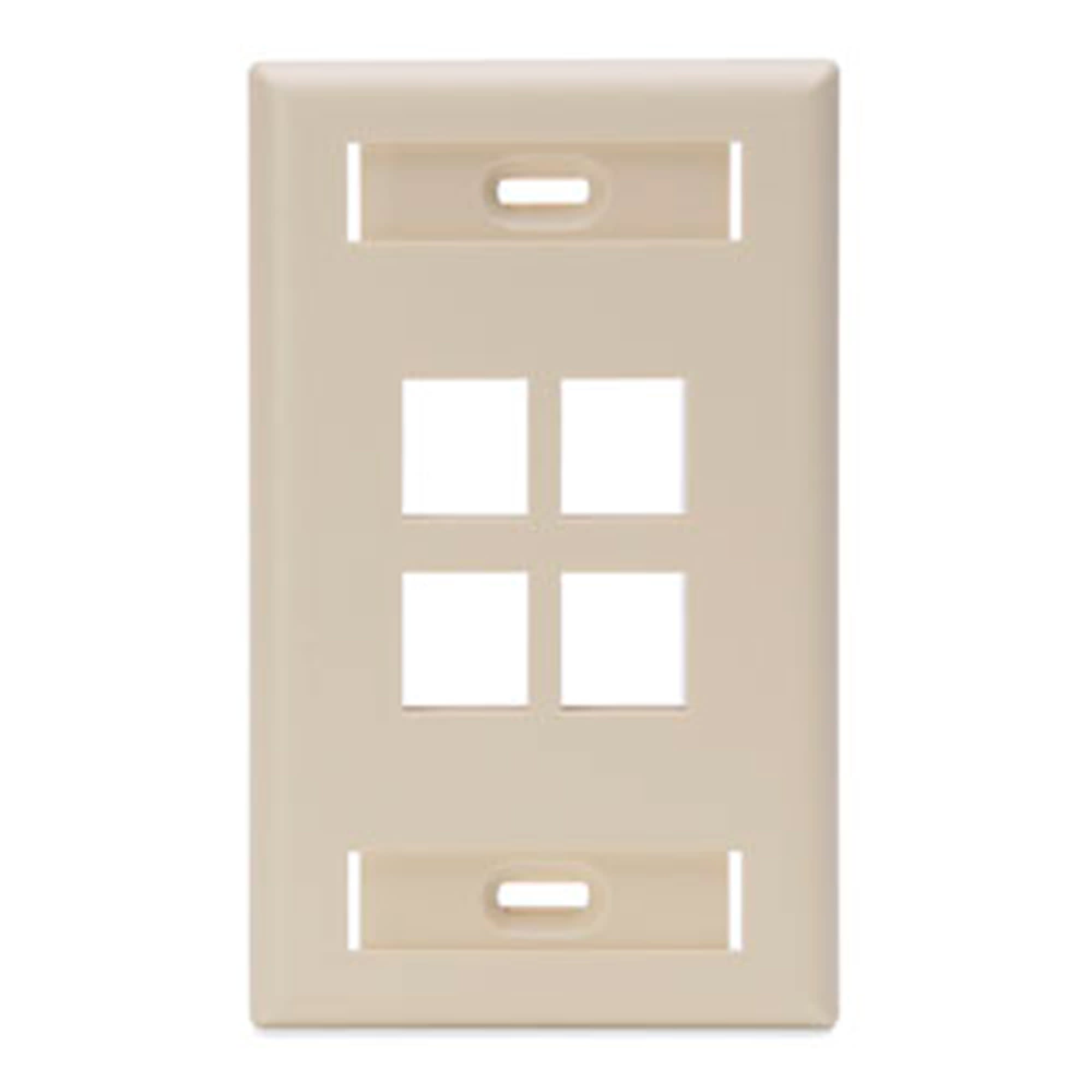 FACE PLATE (PLACA) C/IDENTIF 4 PUERTOS MARFIL LEVITONDATA