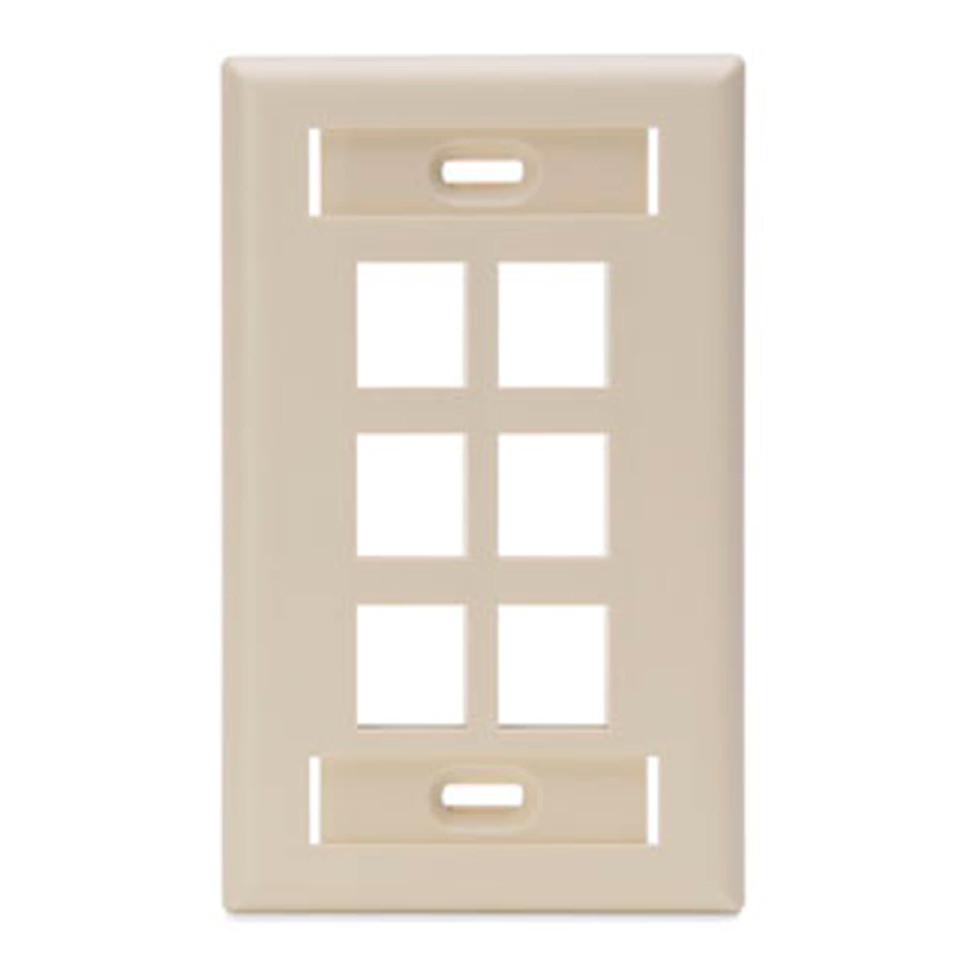 FACE PLATE (PLACA) C/IDENTIF 6 PUERTOS MARFIL LEVITONDATA