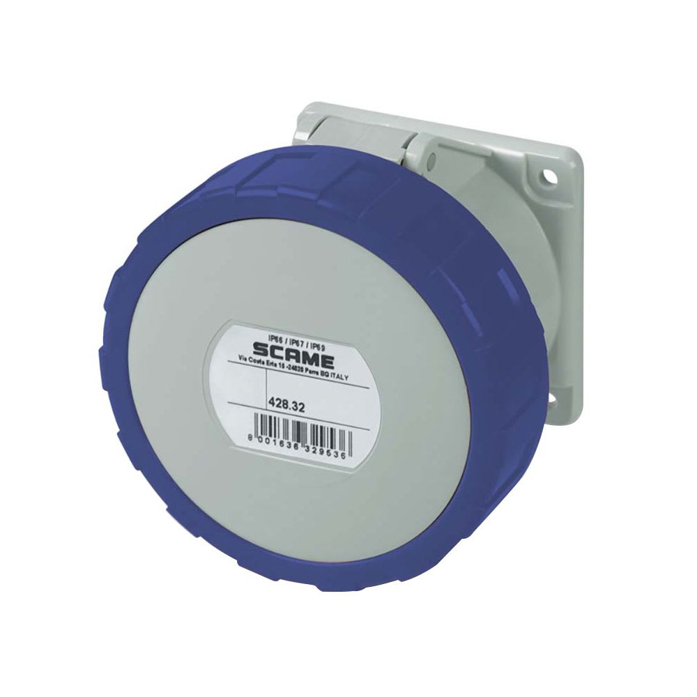TOMACORRIENTE P/EMPOTRAR RECTO 3X32A+T 250V IP67 9H OPTIMA 428.3264 SCAME1