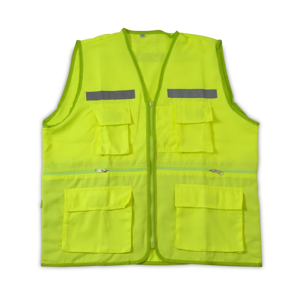 CHALECO VERDE ECONOMICO TALLA M DE DRILL CON CINTA REFLECTIVA WERKEN