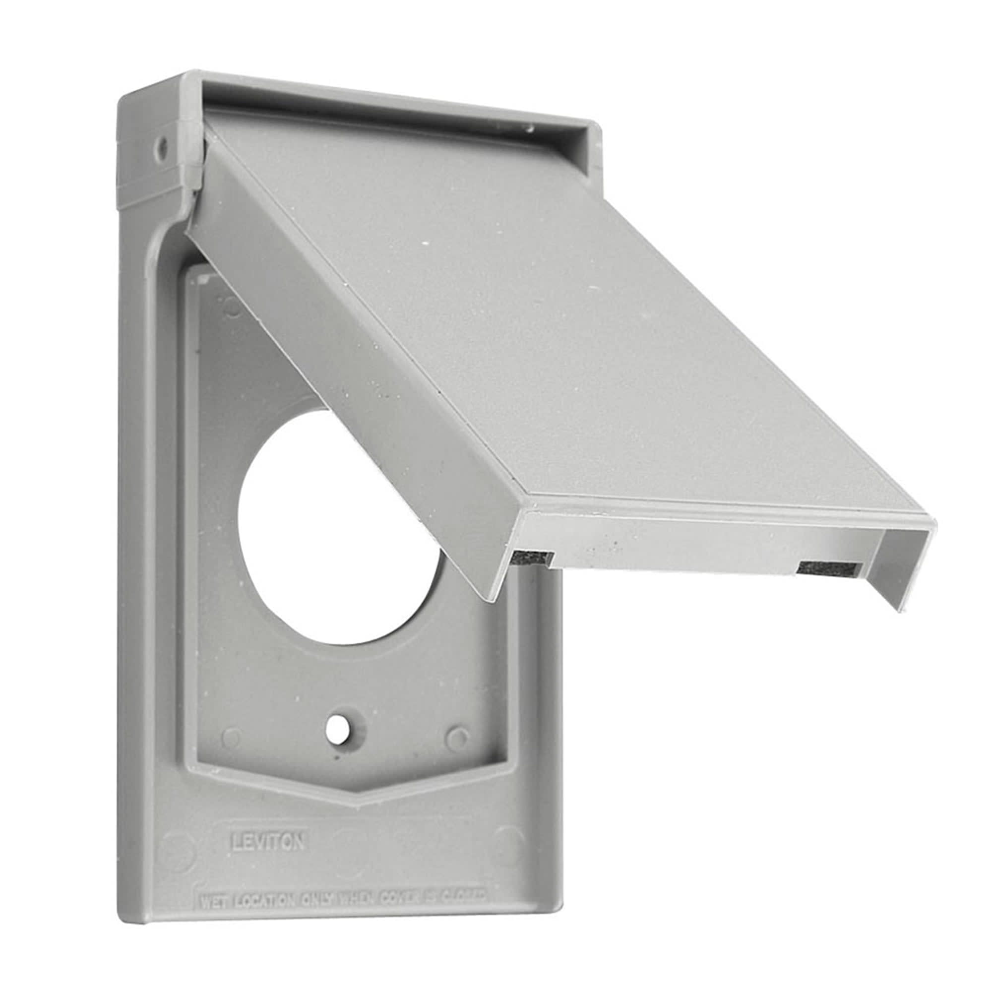 PLACA SIMPLE HERMETICA P/TOMACORRIENTE C/SEGURO DE 20A Y 30A 4980-GY LEVITON