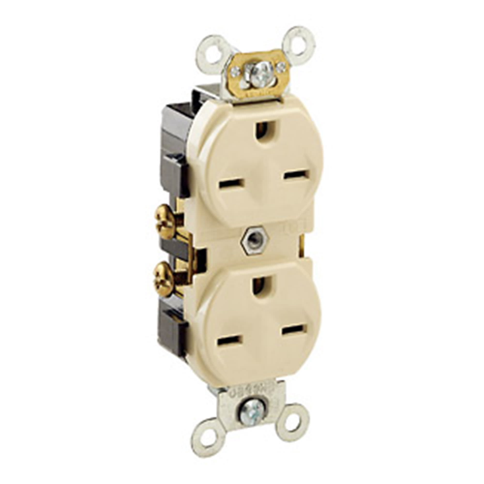 TOMA DOBLE EMPOTRABLE COMERCIAL CHINO 2X15A L/T 250V MARFIL LEVITON1