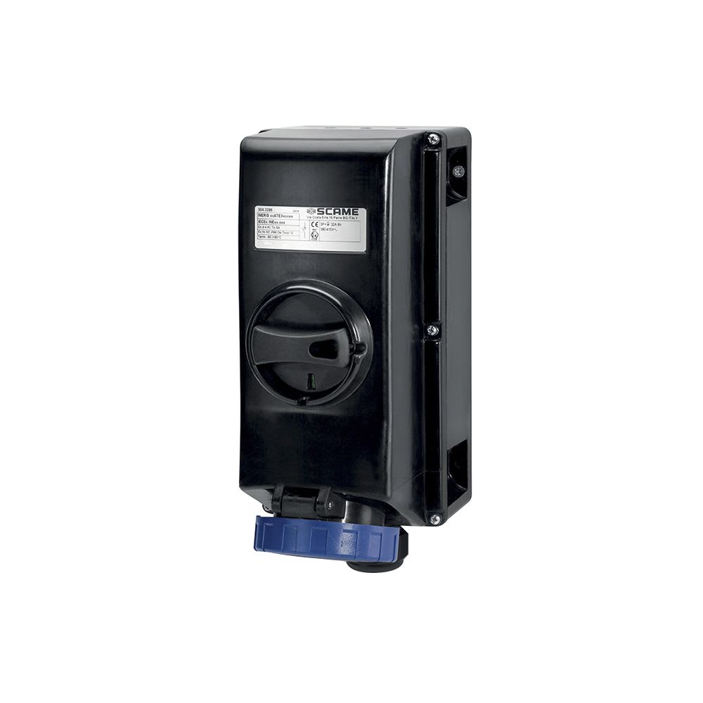 TOMACORRIENTE P/ADOSAR C/ENCLAVAMIENTO 2X16A+T 250V IP66 6H ZONA 121 504.1683 SCAME1
