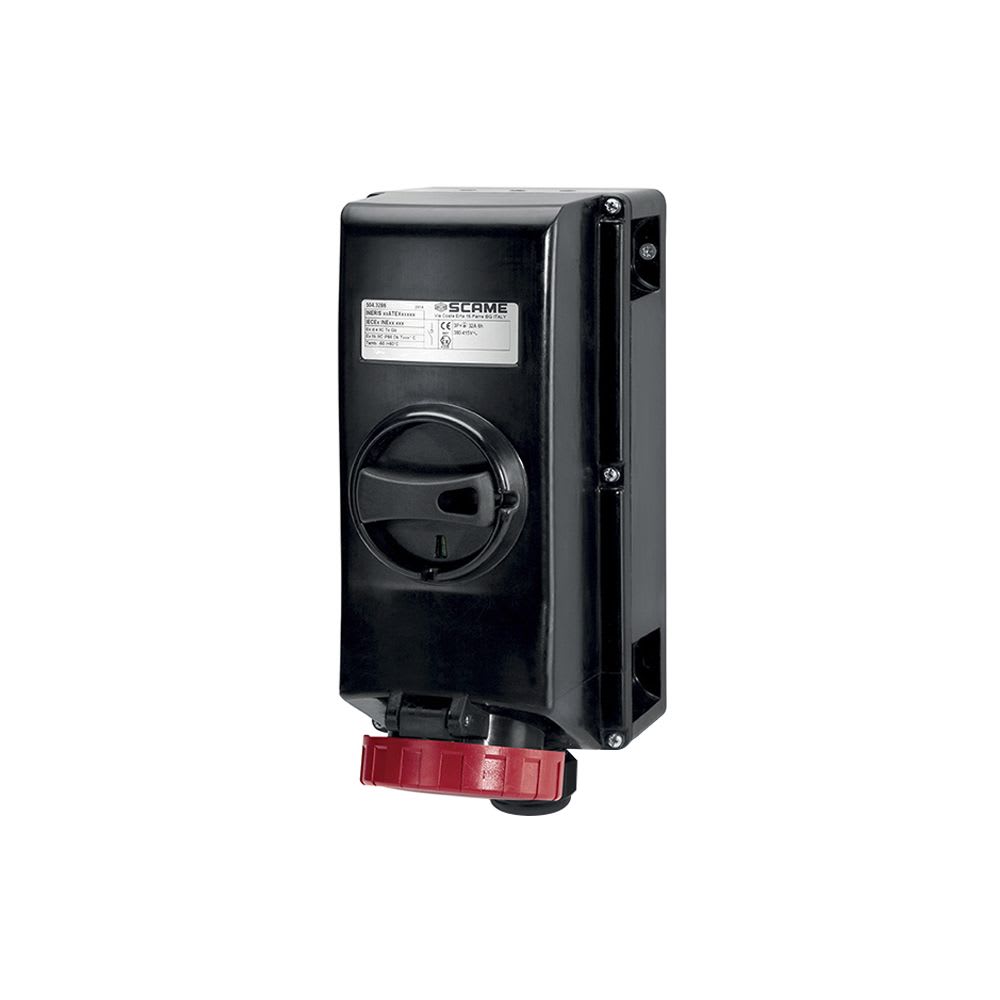 TOMACORRIENTE P/ADOSAR C/ENCLAVAMIENTO 3X32A+T 500V IP66 7H ZONA 121 504.32866 SCAME