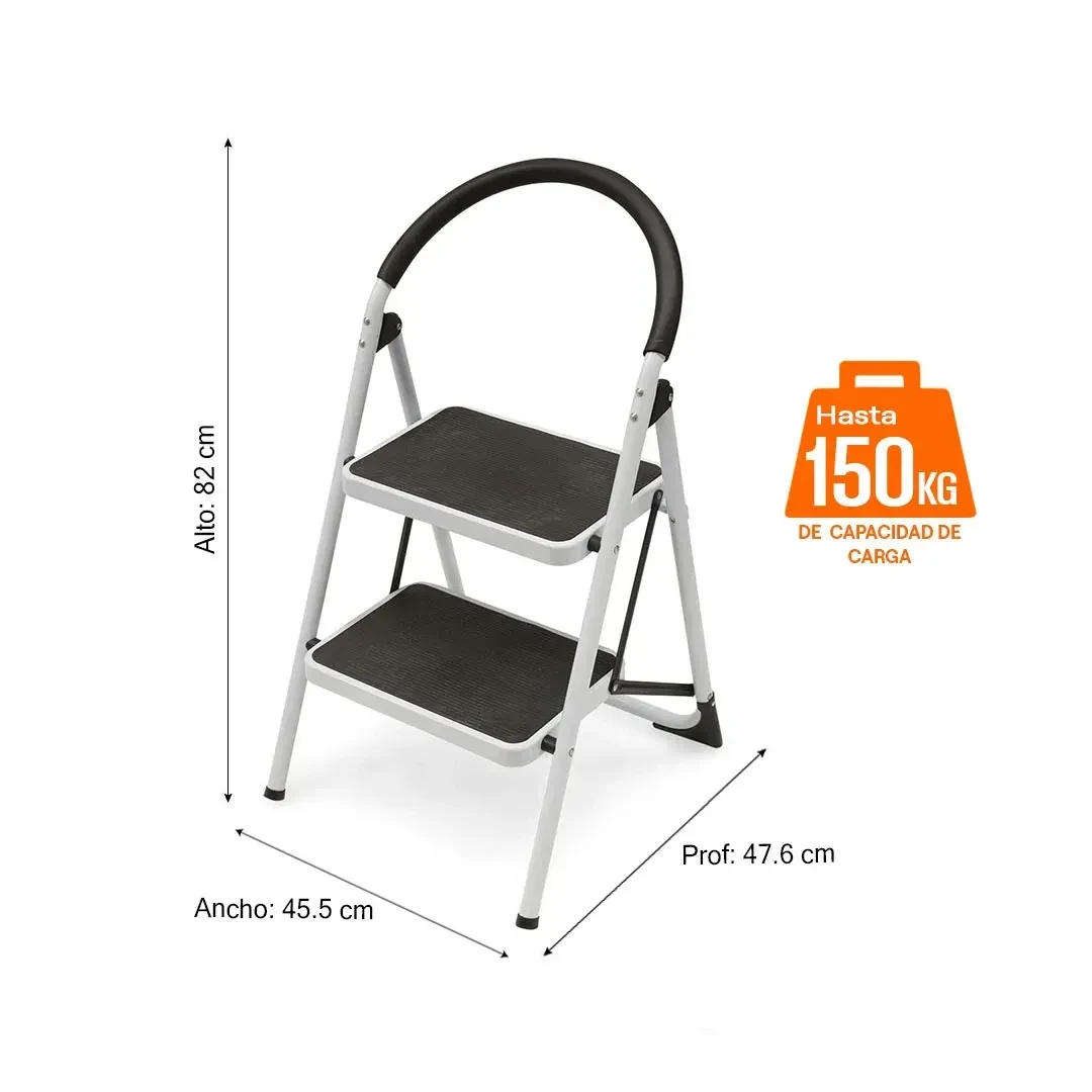 ESCALERA TIJERA DE ACERO 2 PASOS COLOR BLANCO WERKEN2