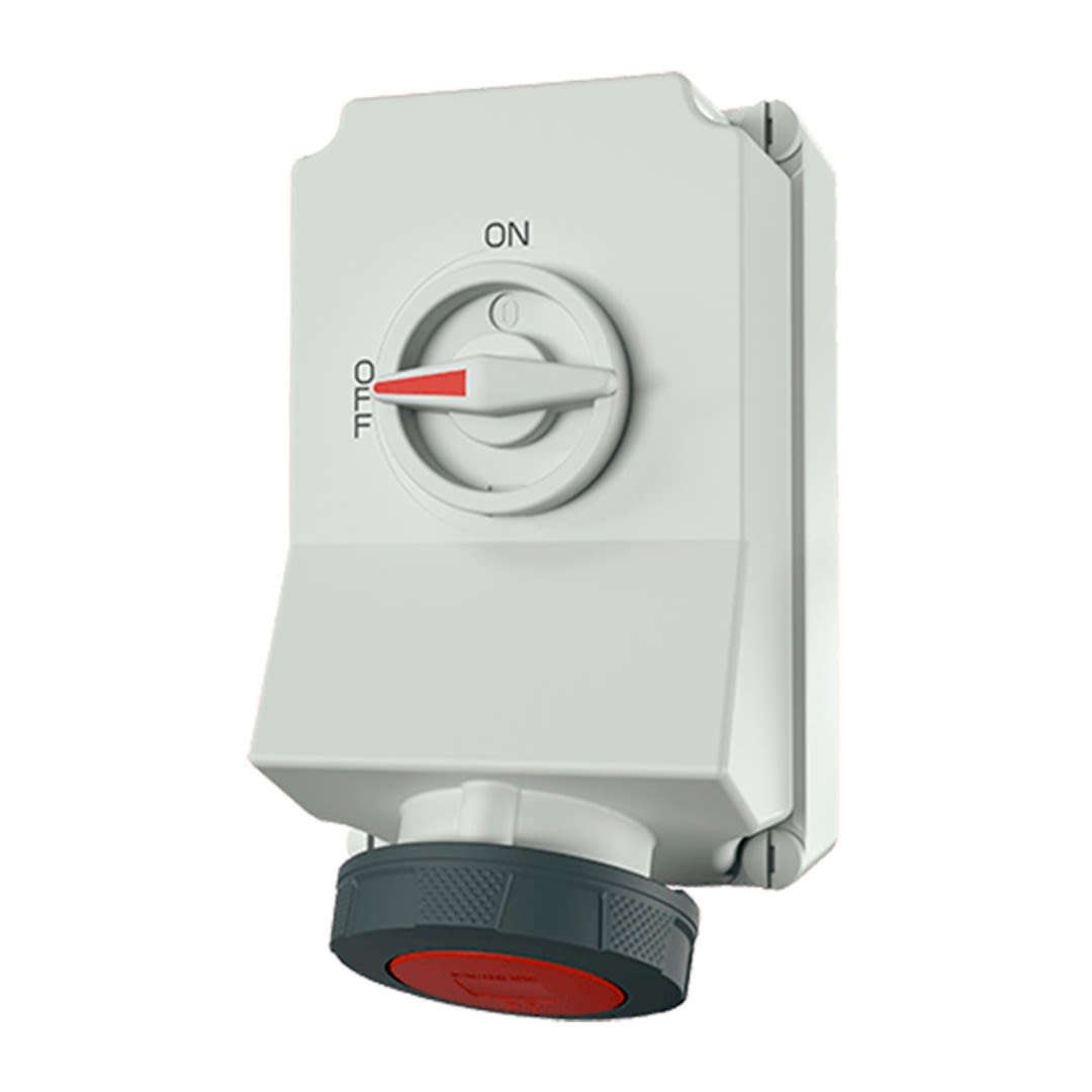 TOMA VISIBLE 63AMP 3P+T 415V C/INTERRUP. POR ENCLAVAM. MECANICO ROJO 6H IP67 XCONTACT MENNEKES