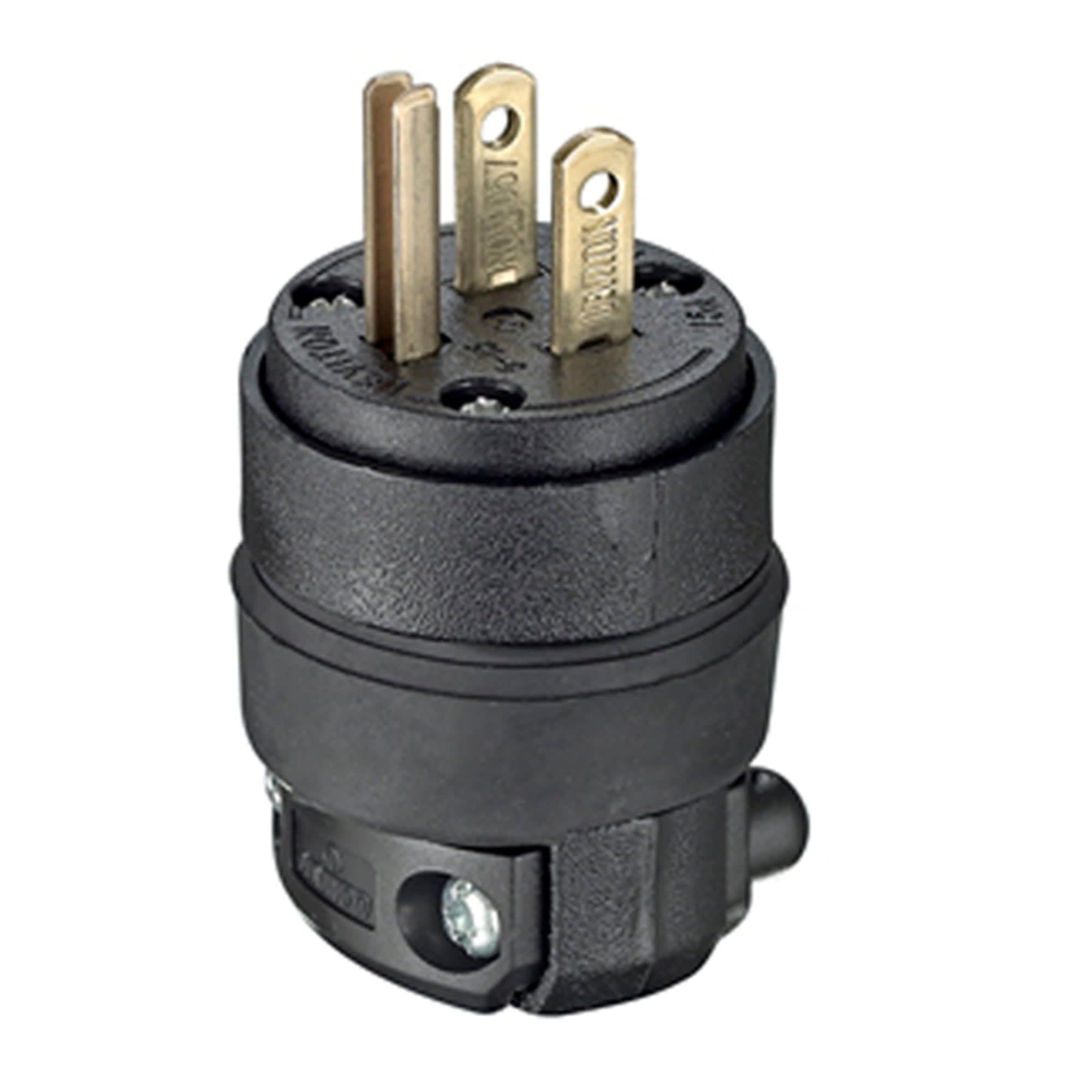 ENCHUFE 15A 125V L/T PVC-CAUCHO NEGRO LEVITON