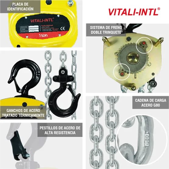 TECLE MANUAL 2T YAL0200 3MTSCARGA 8X24MM(1) G80 - 3MTSMANDO 5X25X17MM(2) VITALINTL VITALI-INTL7